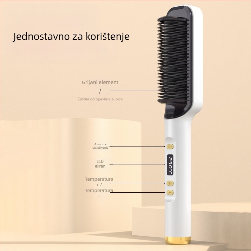 Električni češalj za ravnanje i kovrčanje kose – keramički premaz, promjer 16–20 mm, 6 razina temperatura, 45 W, 110–240 V, za mokru i suhu kosu