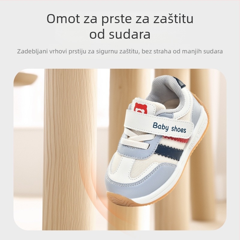 Prve cipele za hodanje za djecu, prozračni mrežasti gornji dio, mekana potplat, Velcro zatvarač, proljeće–jesen, niski gležanj, 6–36 mjeseci
