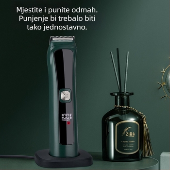 Električni kliper za kosu s LCD zaslonom, punjivi, vodootporan, motor s četkicama, oštrica od nehrđajućeg čelika