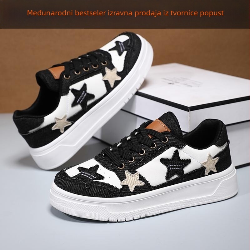 Ženske tenisice – denim gornji dio, okrugli vrh, uzorak lubanje, klinasti potplat 4–6 cm, vezanje