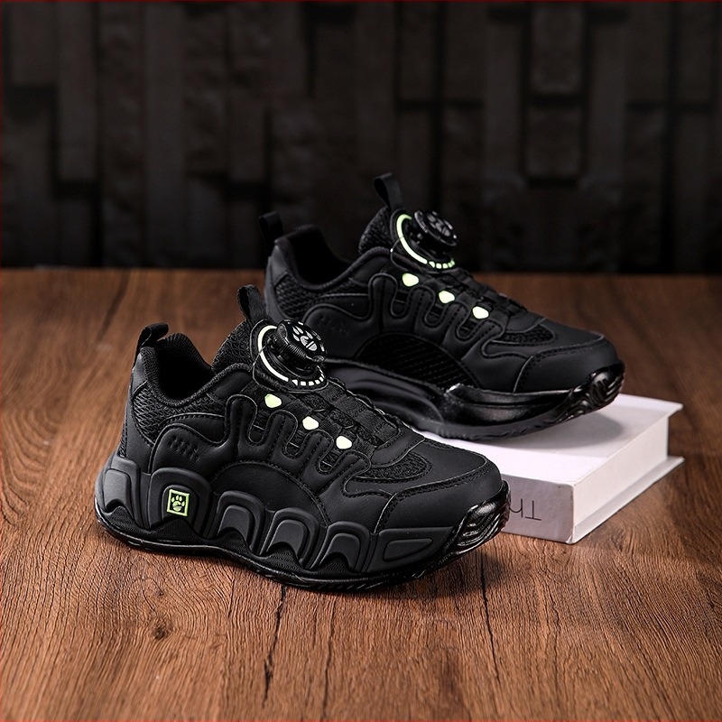 Unisex tenisice tip Dad Shoes s okretanjem gumba za zatvaranje, prozračni gornji dio od sintetičke kože, EVA đon, prugasti uzorak, za uzrast 7–16 godina