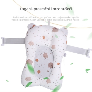 Dječja kupalna podloga s mrežastim okvirom; materijal: četiri-sloja elastično platno + mreža + poliester punilo + PE kuka; pogodna za sjedenje i ležanje