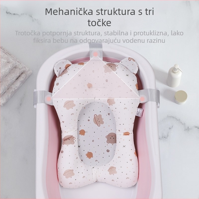 Dječja kupalna podloga s mrežastim okvirom; materijal: četiri-sloja elastično platno + mreža + poliester punilo + PE kuka; pogodna za sjedenje i ležanje