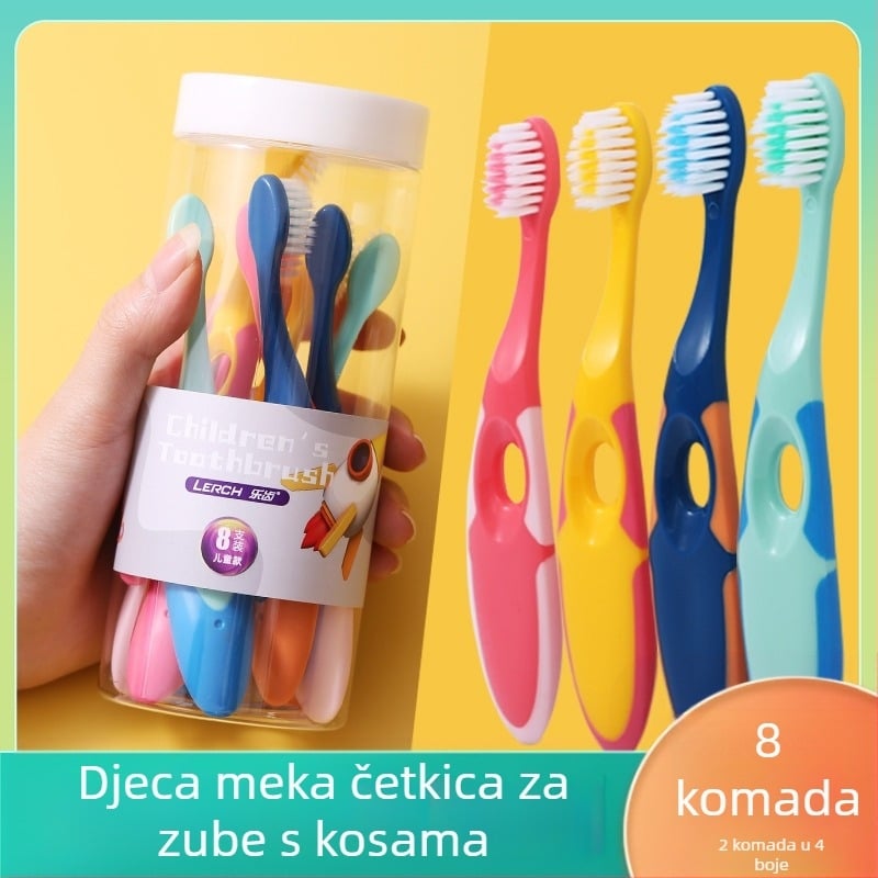 Le tooth dječja četkica za zube, 8-dijelni set, za djecu 3–12 godina, meke dlačice