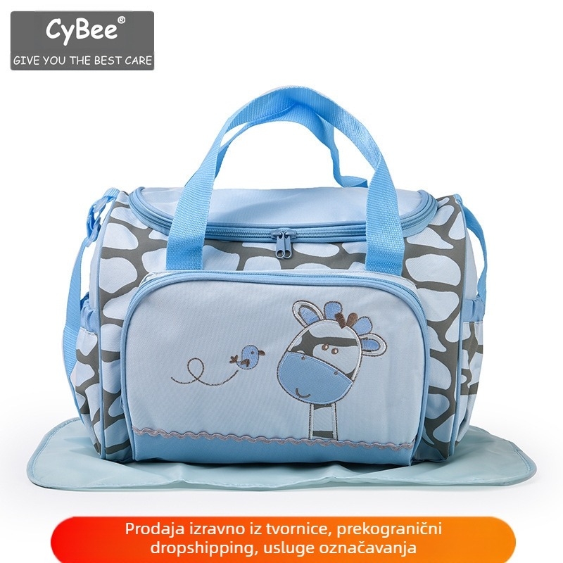 CyBee torba za mamu od Oxford materijala s šivanim žirafom, dimenzije 40×30×17 cm, nosivost 20 kg