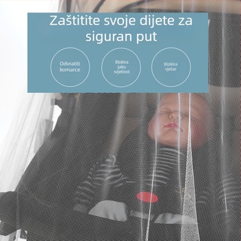 Mreža protiv komaraca za dječje kolica, potpuno pokrivanje, univerzalna, prozračna mreža; jedna vrata; plastična podrška; za djecu 0–6 godina; mogućnost prilagodbe; zaštita od komaraca, vjetra i padova.