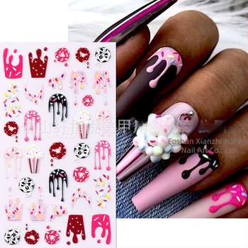 Nail art naljepnice – 5D reljefni Halloween dizajn s motivima torte, krofne i kaktusa – SWEET TREND OEM za žene, u stilu IN STYLE