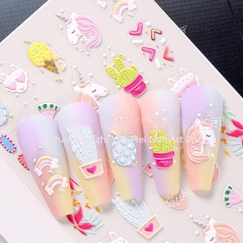 Nail art naljepnice – 5D reljefni Halloween dizajn s motivima torte, krofne i kaktusa – SWEET TREND OEM za žene, u stilu IN STYLE