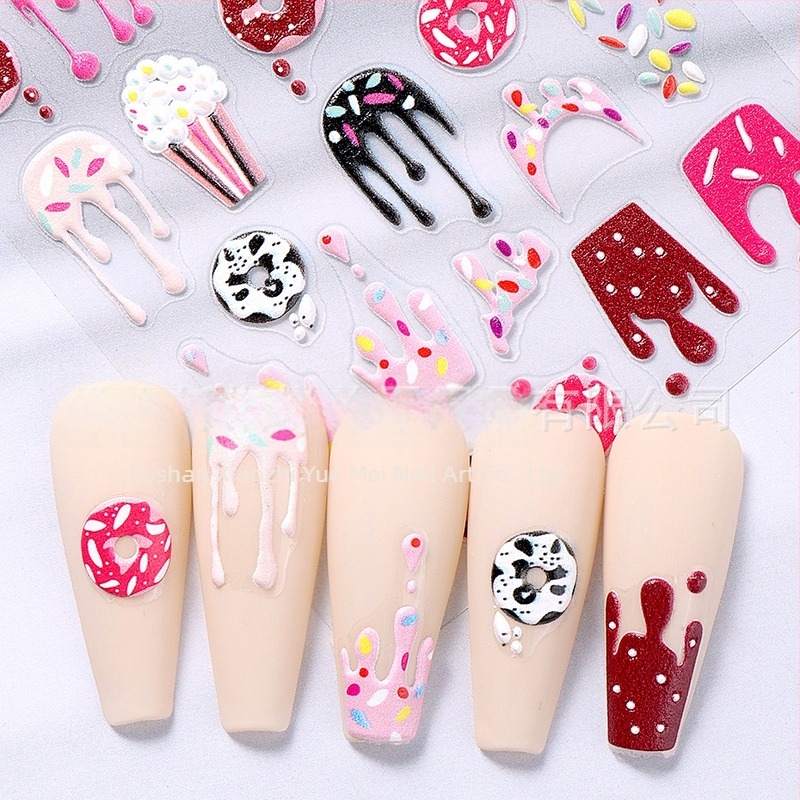 Nail art naljepnice – 5D reljefni Halloween dizajn s motivima torte, krofne i kaktusa – SWEET TREND OEM za žene, u stilu IN STYLE