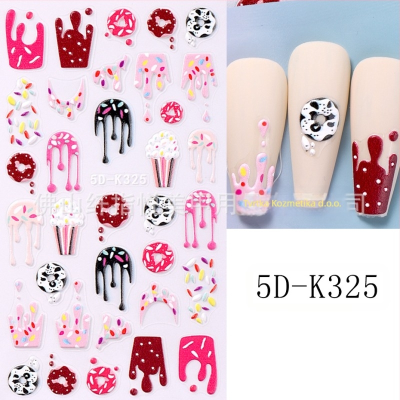 Nail art naljepnice – 5D reljefni Halloween dizajn s motivima torte, krofne i kaktusa – SWEET TREND OEM za žene, u stilu IN STYLE