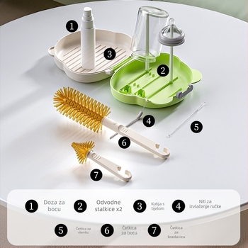 Youbeidi silikonska četkica za bočicu za bebe – putni kompaktni set, s četkom za bradavicu