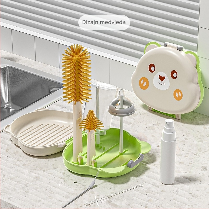 Youbeidi silikonska četkica za bočicu za bebe – putni kompaktni set, s četkom za bradavicu