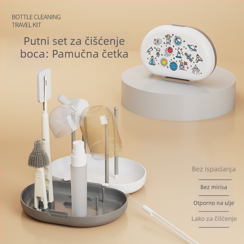 Bonmin Prijenosni set četkica za bočice – Silikonske četkice za bočice, Putni set za čišćenje