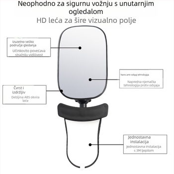 Unutarnji retrovizor za automobil, 360° rotacija, podesivi; ogledalo za praćenje bebe, za vozila s četiri kotača
