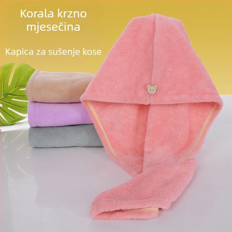 Turban za sušenje kose, koralni flis, 150D vlakno, šivanje, težina 50–79 g