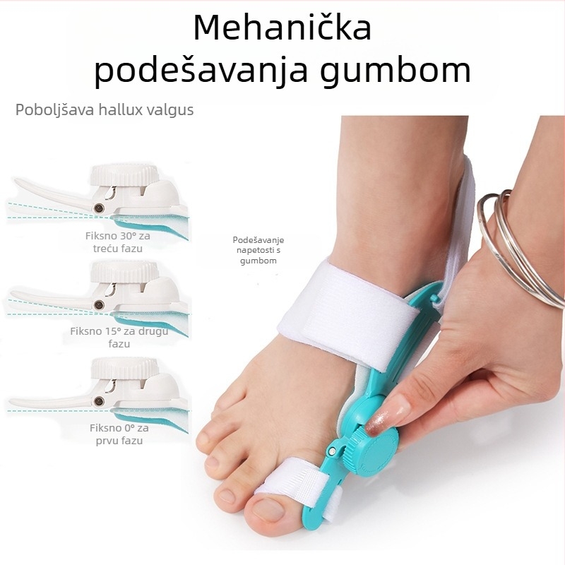 Razdjelnik za veliki palac noge s podesivim kutom; okvir + visoko kvalitetna tkanina + gumbić; model: treća generacija gumba