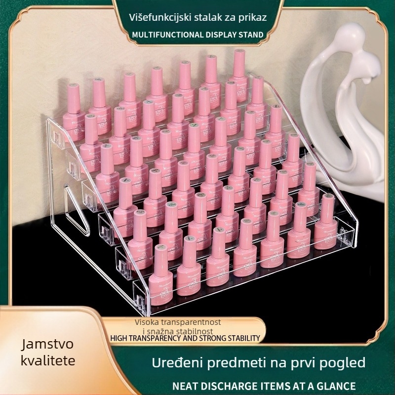 Akrilni stalak za izlaganje lakova za nokte - višeslojni plastični stalak, Manzilin, neto sadržaj 650, model Large Nail Polish Display Stand 01, 30 komada u kutiji