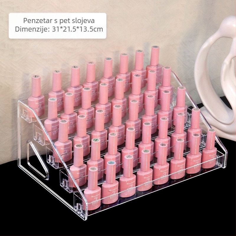 Akrilni stalak za izlaganje lakova za nokte - višeslojni plastični stalak, Manzilin, neto sadržaj 650, model Large Nail Polish Display Stand 01, 30 komada u kutiji