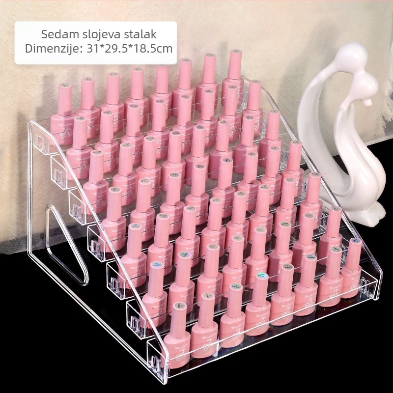 Akrilni stalak za izlaganje lakova za nokte - višeslojni plastični stalak, Manzilin, neto sadržaj 650, model Large Nail Polish Display Stand 01, 30 komada u kutiji