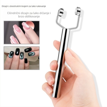 Magnet za nokte s efektom mačjeg oka, Y-tip (dvostruka glava, snažan magnet, 29 g, nehrđajući čelik)