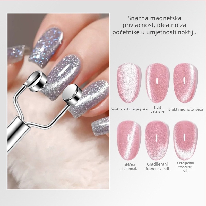 Magnet za nokte s efektom mačjeg oka, Y-tip (dvostruka glava, snažan magnet, 29 g, nehrđajući čelik)