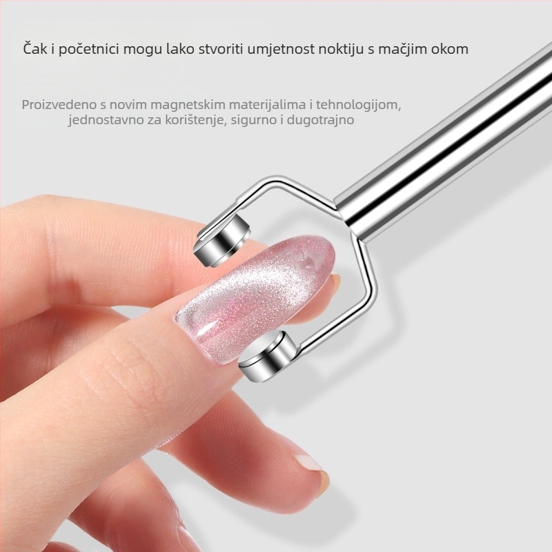 Magnet za nokte s efektom mačjeg oka, Y-tip (dvostruka glava, snažan magnet, 29 g, nehrđajući čelik)