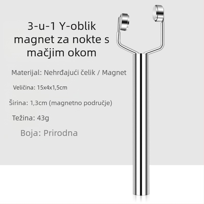 Magnet za nokte s efektom mačjeg oka, Y-tip (dvostruka glava, snažan magnet, 29 g, nehrđajući čelik)