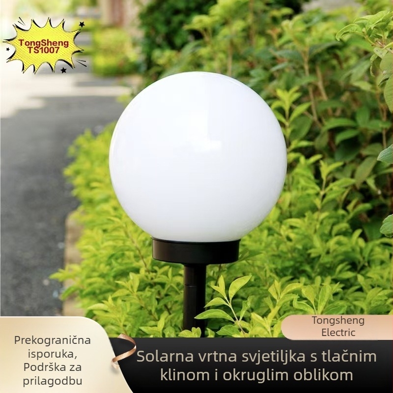 Solarna vrtna lampica za travnjak s okruglom glavom, ukopna u zemlju, TS1002 plastično kućište, 1.2V, <1W, kontinuirano osvjetljenje 6–12 sati