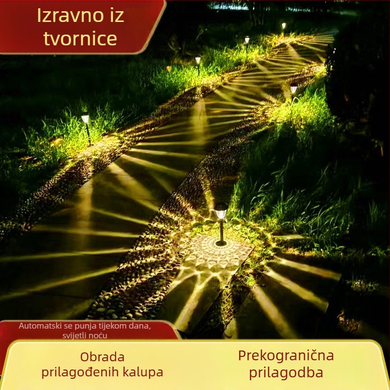 Cvjetno oblikovano solarno dvorišno svjetlo, LED izvor svjetla, model XHDM-2408, radno vrijeme 6–12 h, vijek trajanja 3 godine, napon 1.2V