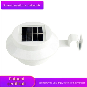 Solarna LED vanjska svjetiljka s 3 LED, za krovu, ogradu i vrt, s detekcijom pokreta