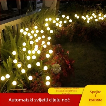 Solarni niz svjetala s motivom svjetlucavih krijesnica za vrt – vanjsko ambijentalno osvjetljenje, IP65, 4W, 1.2V, 6–12h rada, vijek trajanja 10000h
