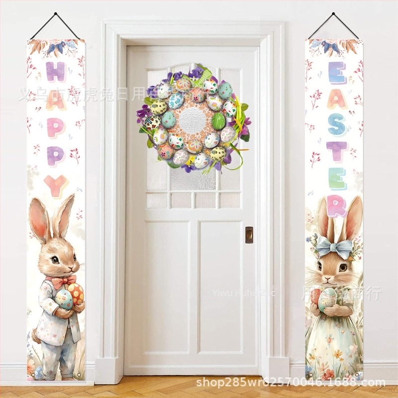 Uskršnji vanjski banner s zecom — Marka: Tiger tiger rabbit; Materijal zastave: poliester; Materijal štapa za zastavu: plastika; Način tiska: digitalni ispis; Logo tiskano: Da