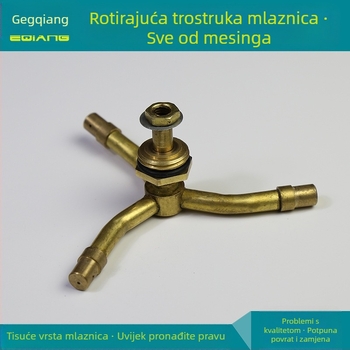 Mosadz rotirajući prskalice s tri mlaznice i vodena magla – vanjski navoji, model GQ601104, atmosferski tlak, voda