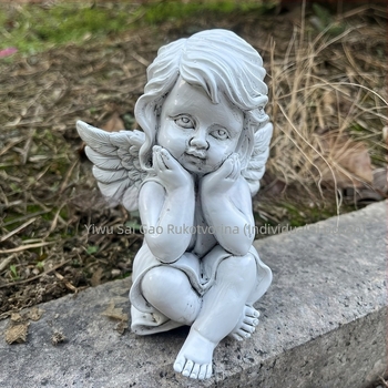 Putto mali anđeo kip – smolni vrtni ukras, moderni minimalistički stil; Materijal: Smola; Kategorija: Umjetničke smole; Pakiranje: Kartonsko pakiranje