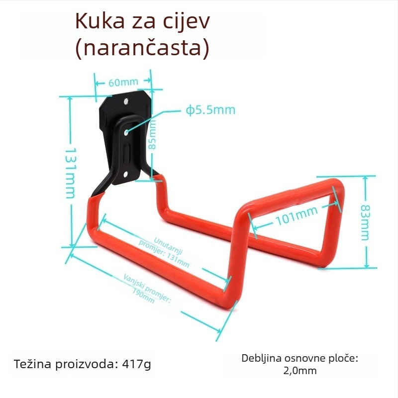 Dvostruka zidna kukica od željeza, moderan minimalistički dizajn, nosivost 15–20 kg, set od 5 komada
