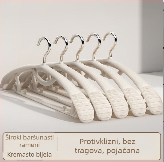 Vješalica za odjeću s flocking završnom obradom, protuklizna, 10 komada, moderan stil