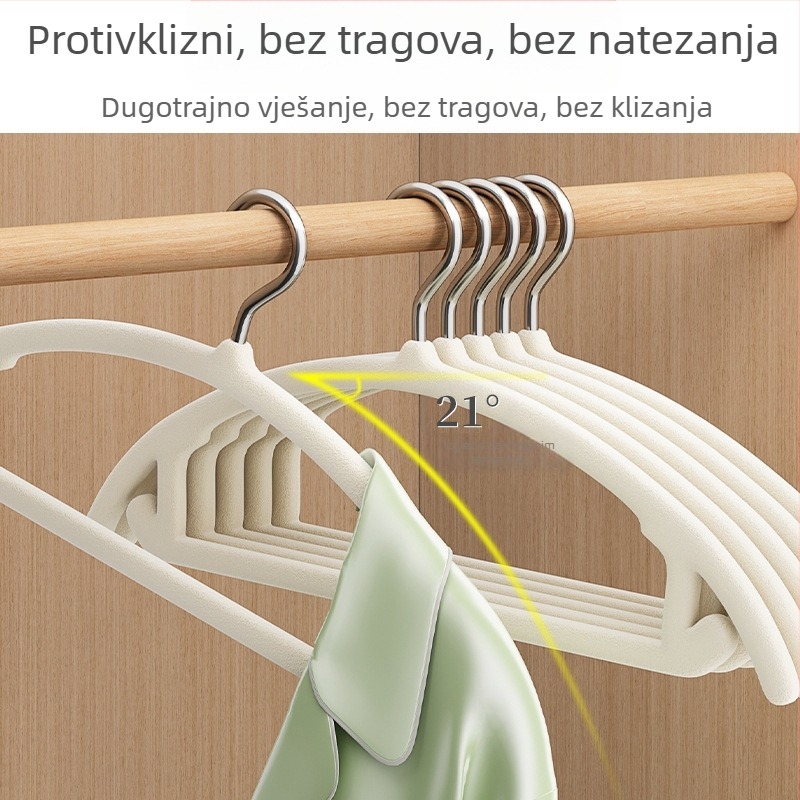 Vješalica za odjeću s flocking završnom obradom, protuklizna, 10 komada, moderan stil