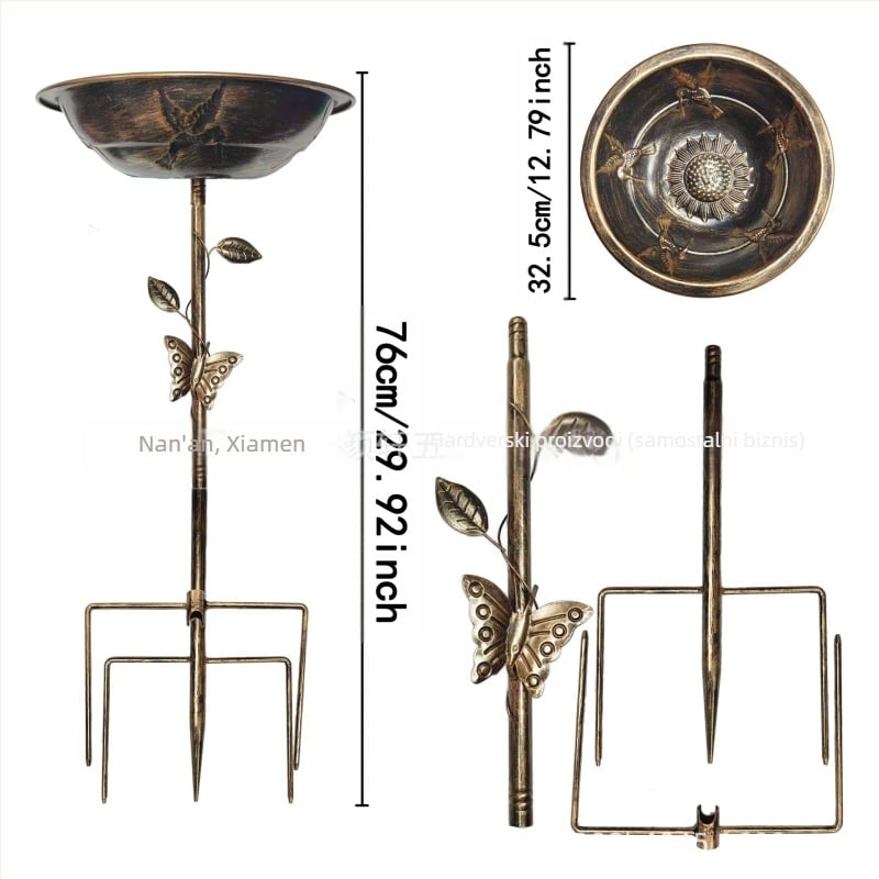 Željezni vrtni hranitelj i ptičje kupalište - Vintage američki stil, 4-dijelni set