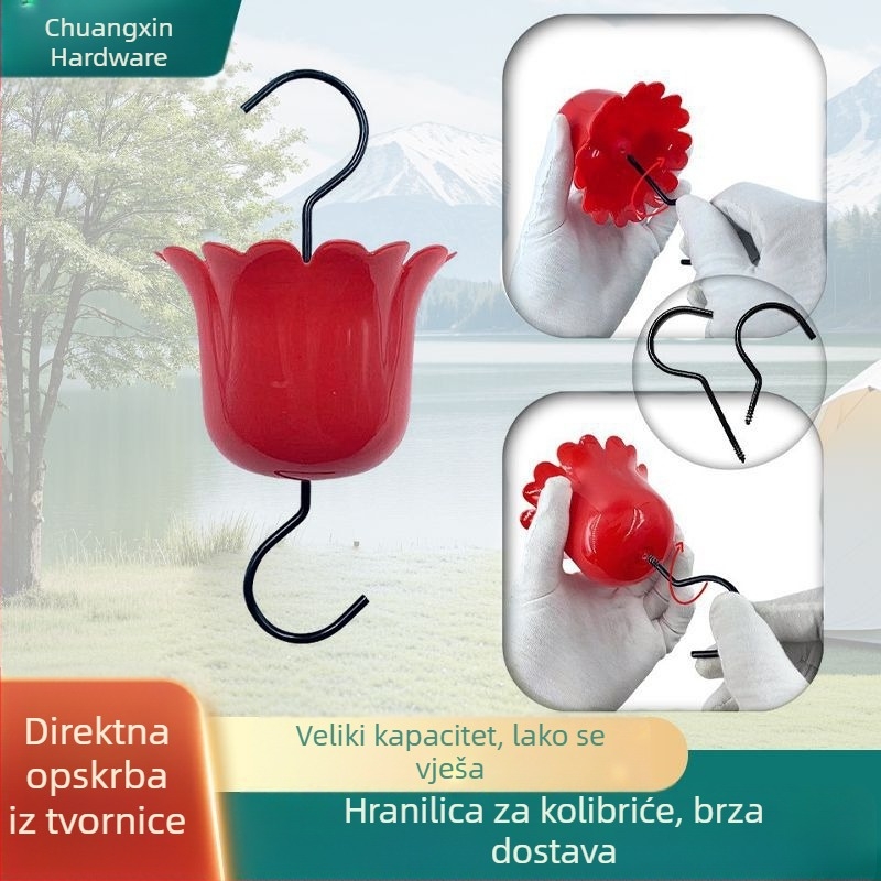Hranilica za vodu velike kapacitete za viseću kolibri hranilicu, s zaštitom protiv mrava i kukom