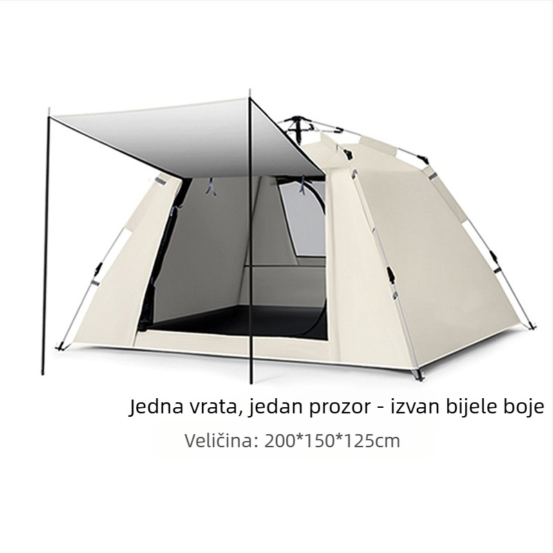 Porodični šator za kampiranje na otvorenom — sklopivi, brzo otvaranje, prijenosni za četiri sezone, dimenzije 280×280×158 cm, težina 5,4 kg