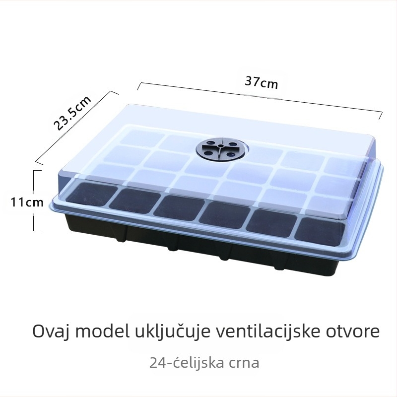 Kutija za sadnice sa 24 rupa, okruglim poklopcem i prozračnim otvorima; trodijelni set; velika posuda za sadnju; debeli plastični