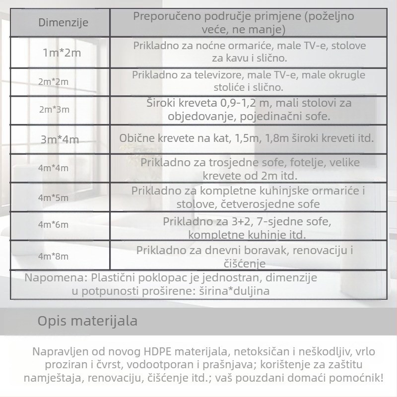Zaštitna navlaka za prašinu namještaja – kauč i krevet, jednostavan modern stil, materijal: Drugo