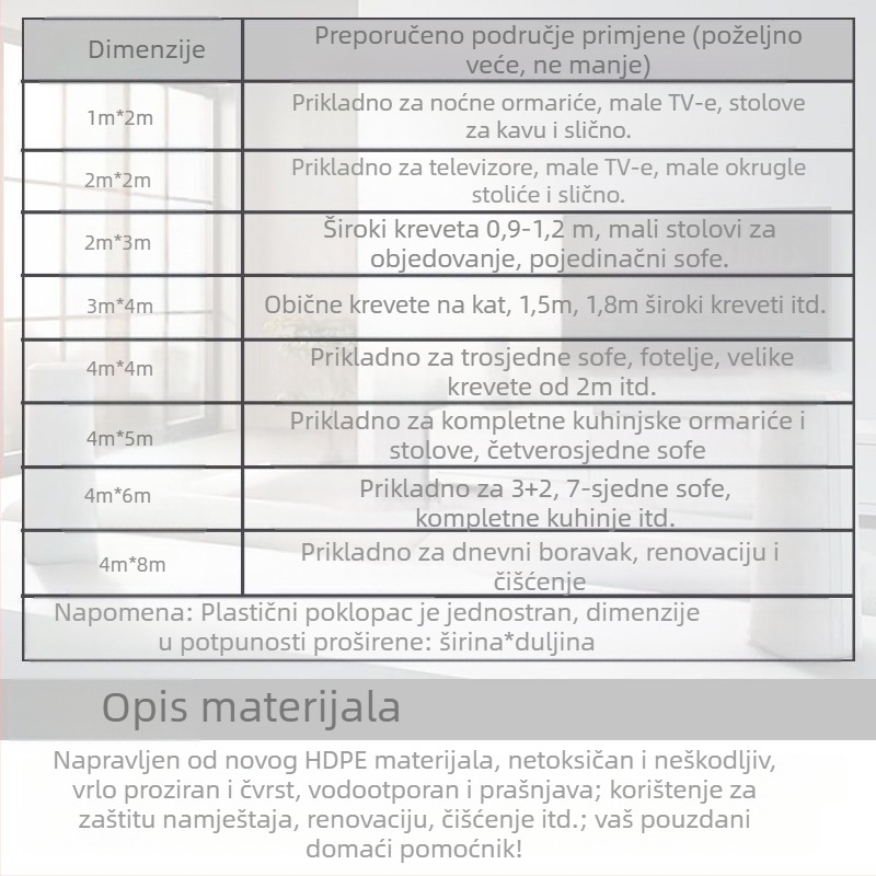 Zaštitna navlaka za prašinu namještaja – kauč i krevet, jednostavan modern stil, materijal: Drugo