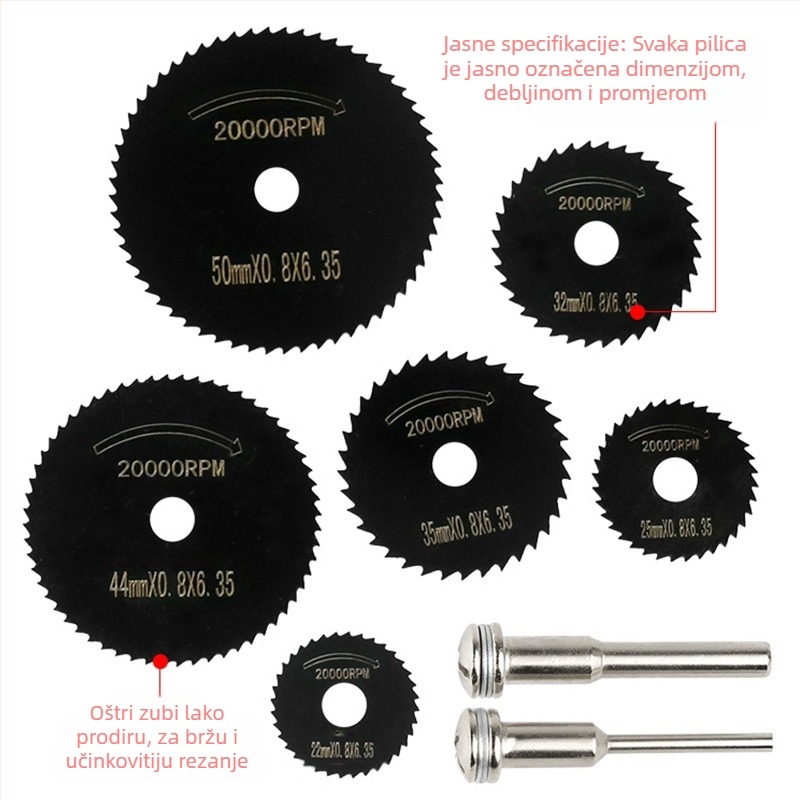 Set noževa od visokog brzine čelika za rezanje – 8 komada, mini oštrice za drvo i plast, za električni brus (Xingweiqiang)