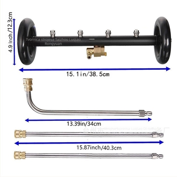 Visokotlačni čistač podova s 4-otvornom prilagodljivom mlaznicom, bakar/nerđajući čelik, 4000 psi, težina 1,9 kg
