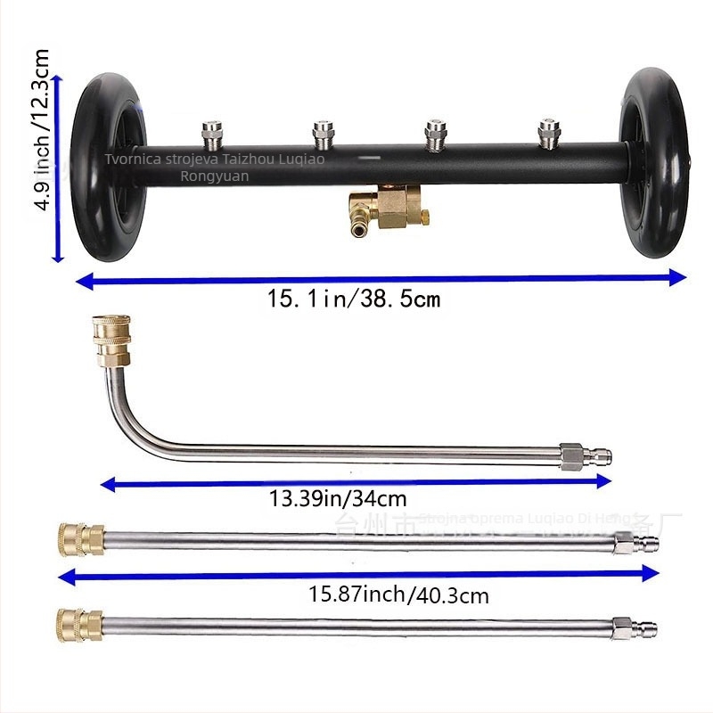 Visokotlačni čistač podova s 4-otvornom prilagodljivom mlaznicom, bakar/nerđajući čelik, 4000 psi, težina 1,9 kg