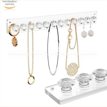 Akrilni zidni stalak za nakit – jednovrstan, vješalica za lančiće, narukvice i naušnice, lasersko izrezivanje, Jesen 2024