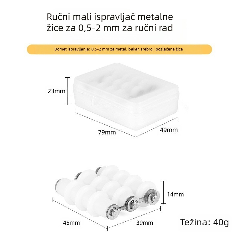 Mali alat za izravnavanje metalnih žica za nakit, ručni, kompatibilan s bakrenom žicom promjera 0,5–2 mm, metalno kućište, težina 100 g