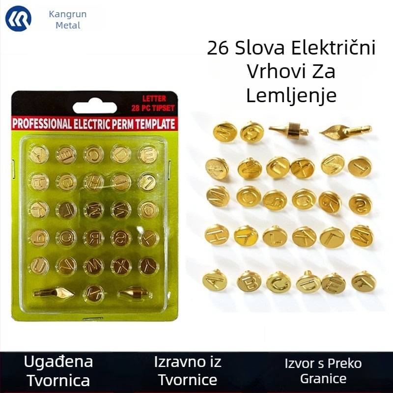 26-dijelni set mesingih vrhova za pyrograviranje na električnoj lemilici, M4 navoj, stalna temperatura, DIY graviranje