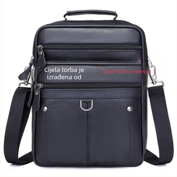 Muška kožna torba preko ramena - prava koža, koža prvog sloja, podstava od poliestera, poslovni stil putovanja, model 6008